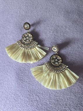 Raffia Statement Fan Drop Earrings